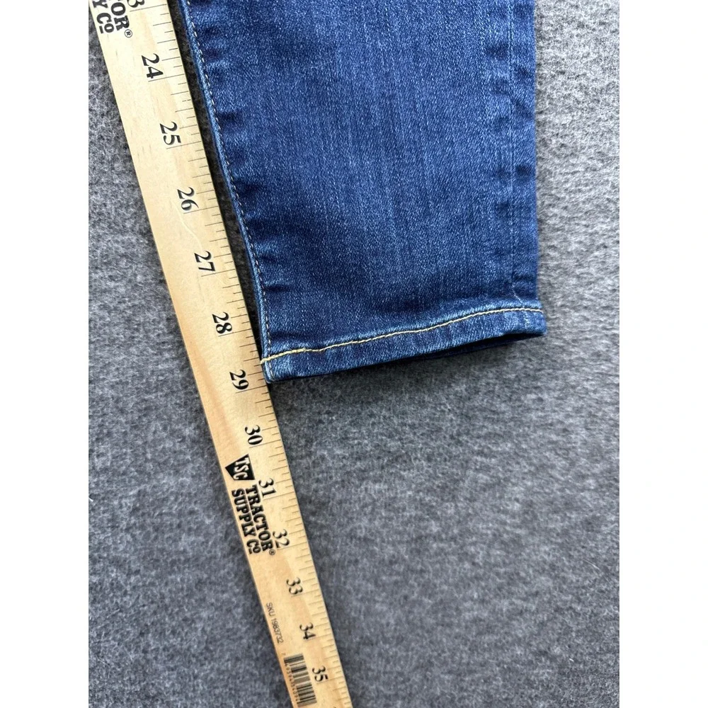 7 For All Mankind Blue Skinny Jeans with Pink Rose Embroidery